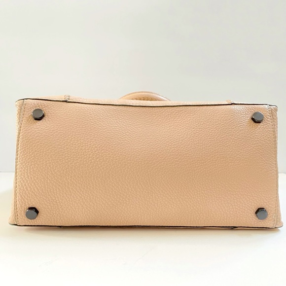 REBECCA MINKOFF REGAN pink leather black hardware top handle zipper closure bag - Picture 5 of 11